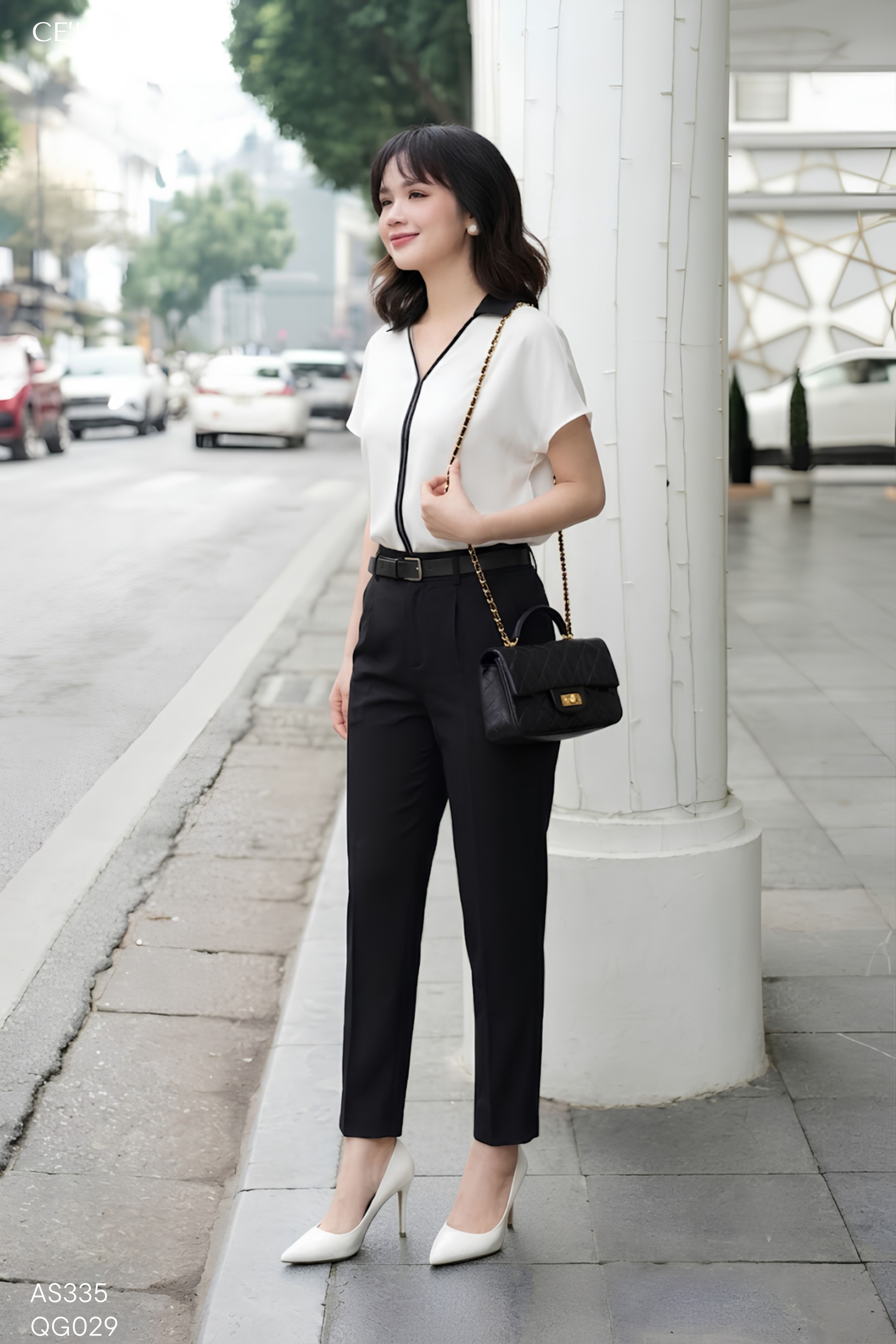 Quần baggy gấp gấu kèm đai