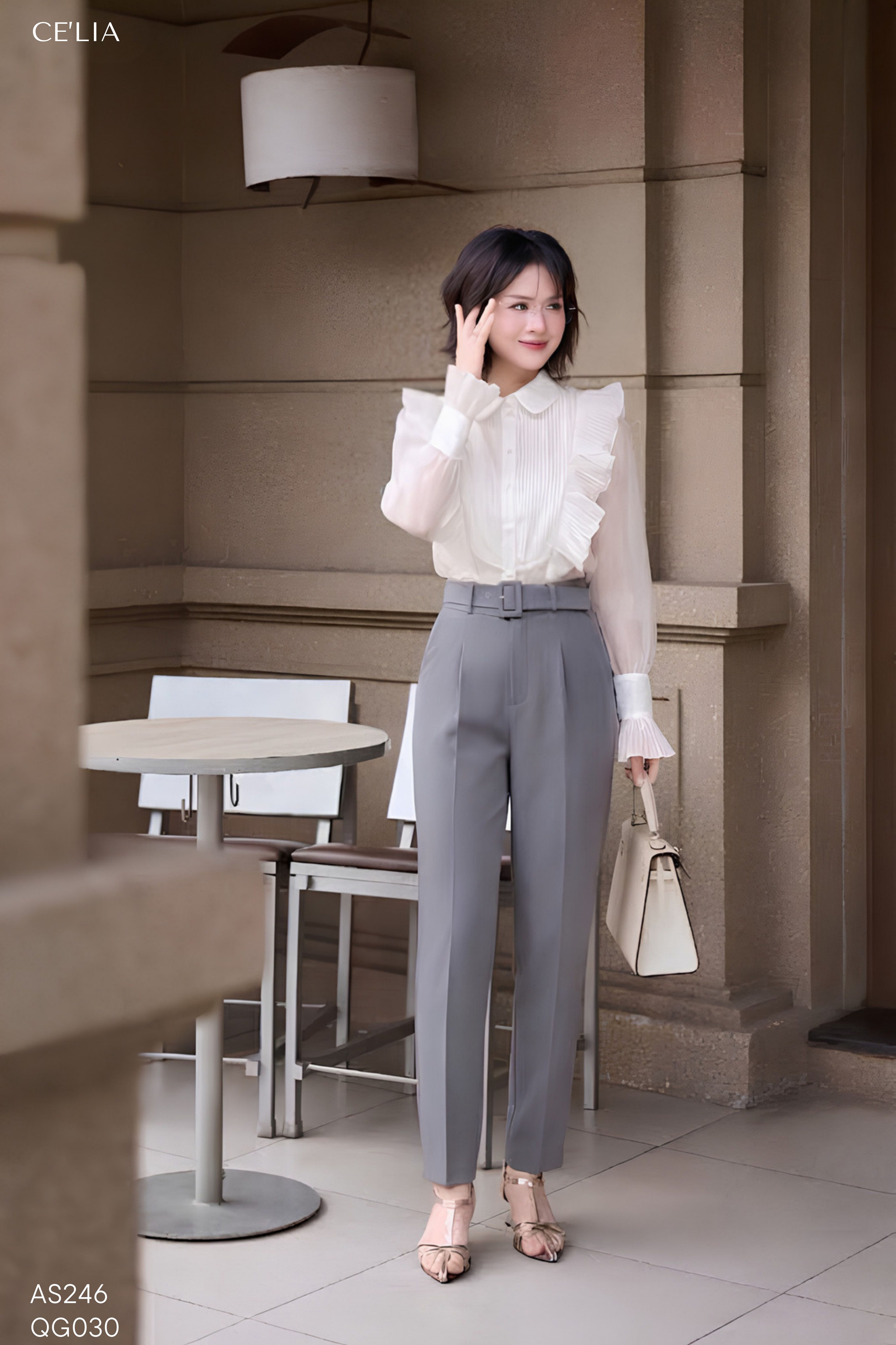 Quần baggy kèm đai chữ nhật