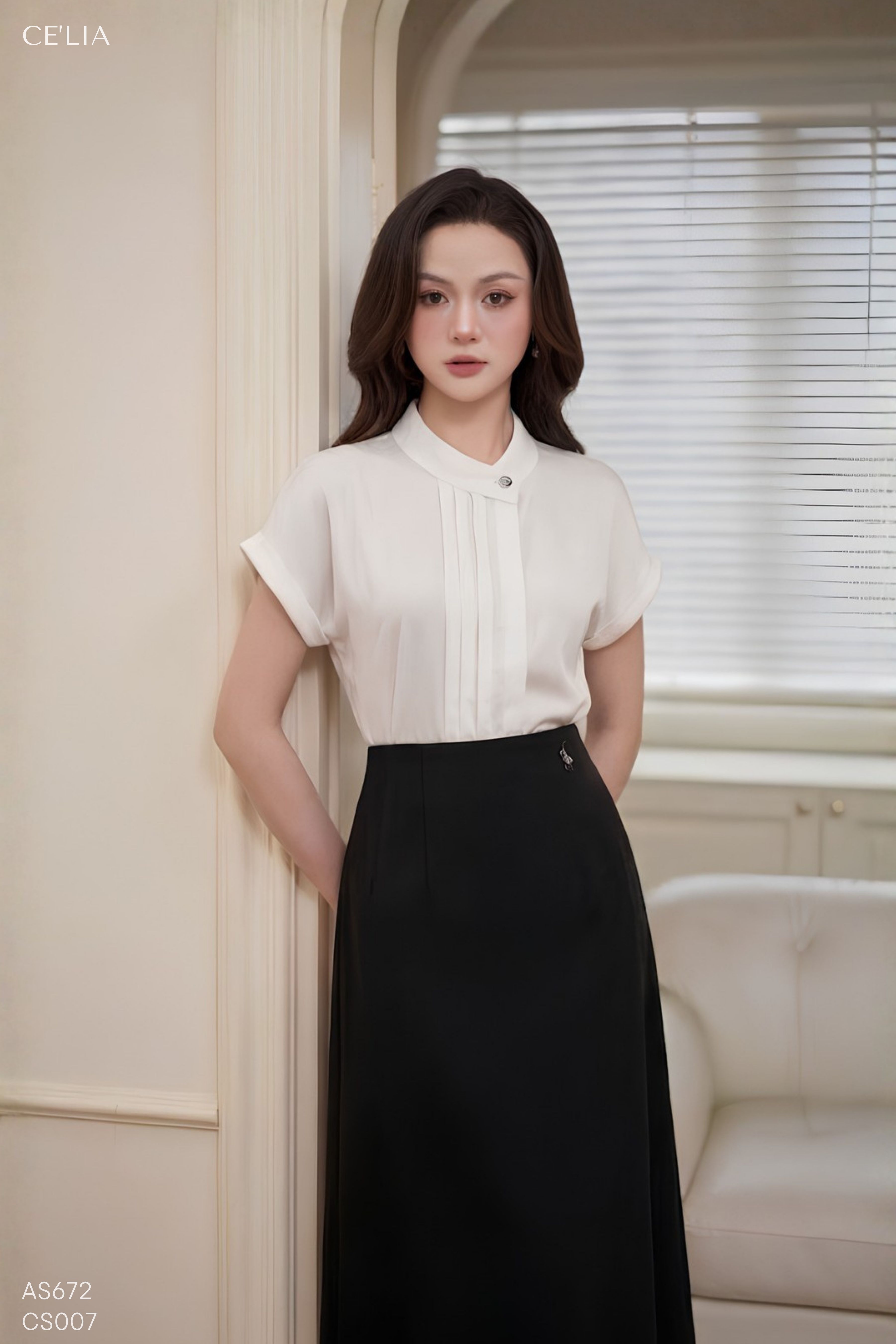 SM cổ tàu lệch khuy đồng