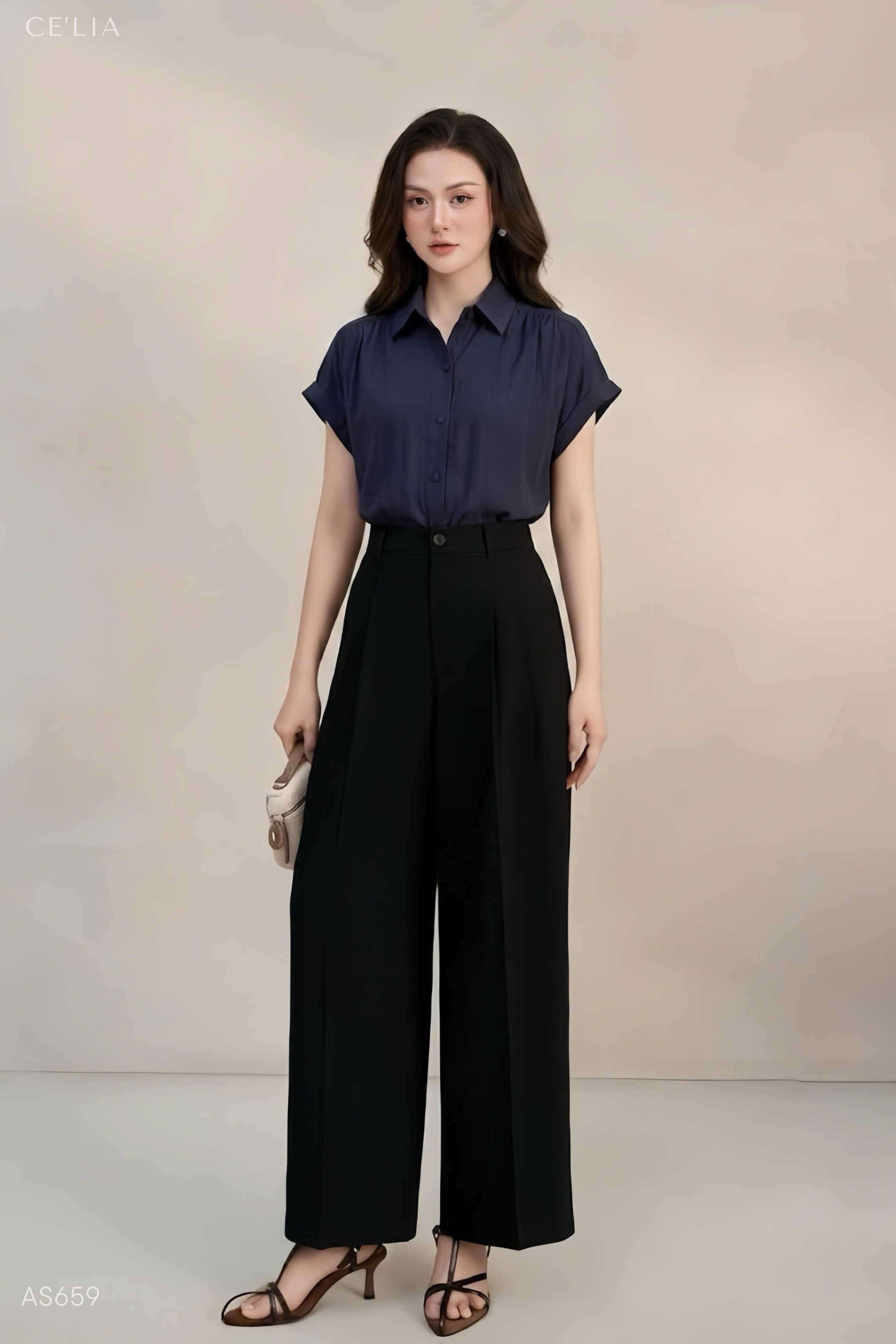 SM linen cổ đức cúc bọc