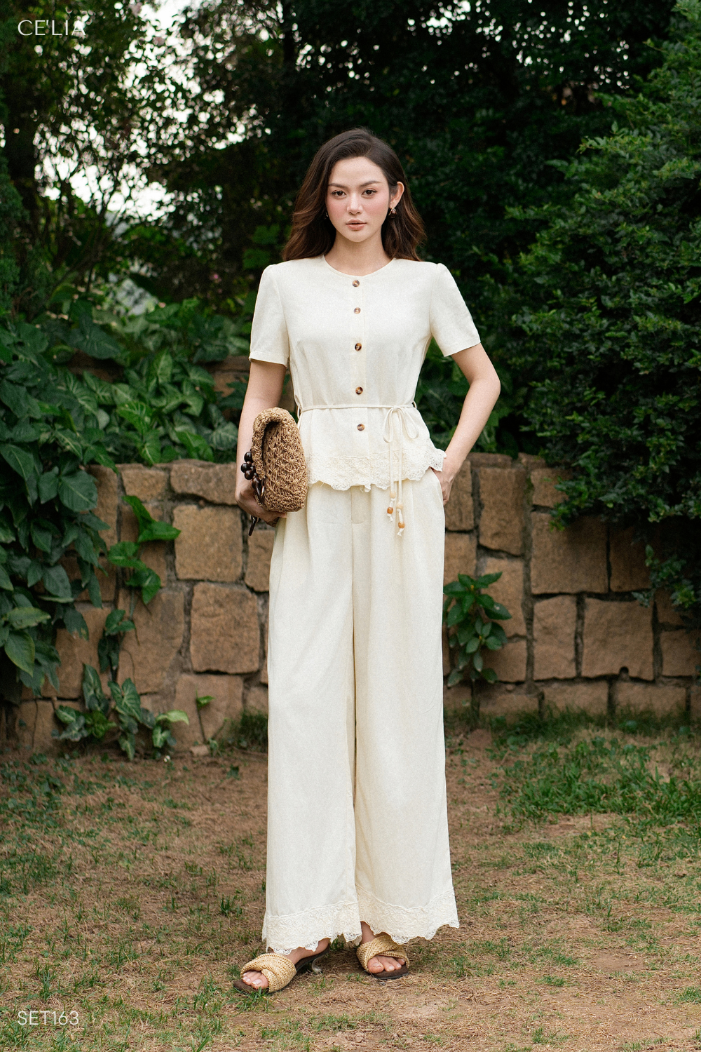 Set đũi cộc tay ren gấu kèm đai