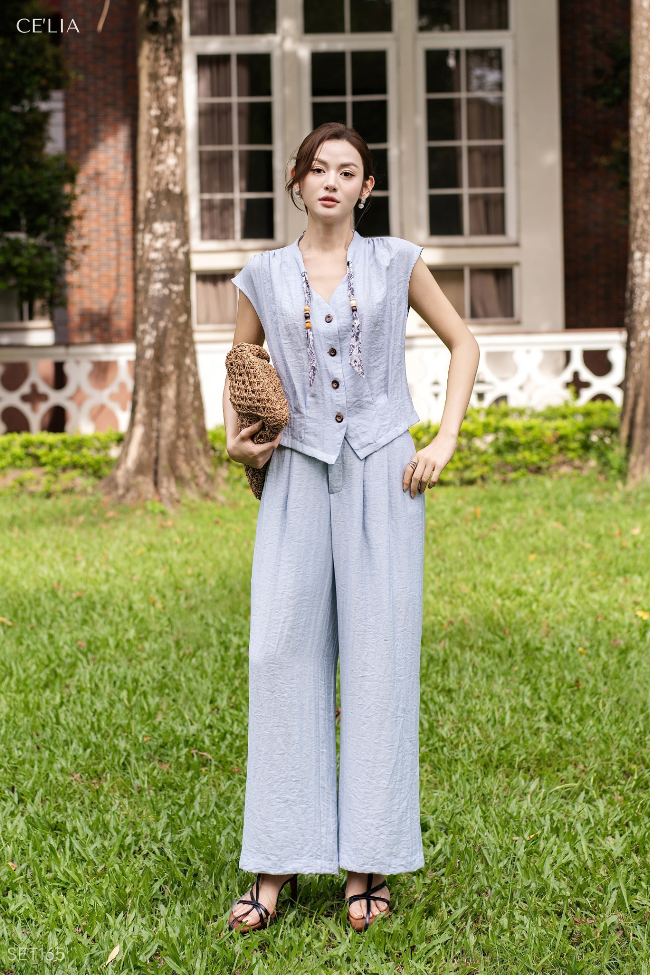 Set linen đũi tay chờm kèm khăn