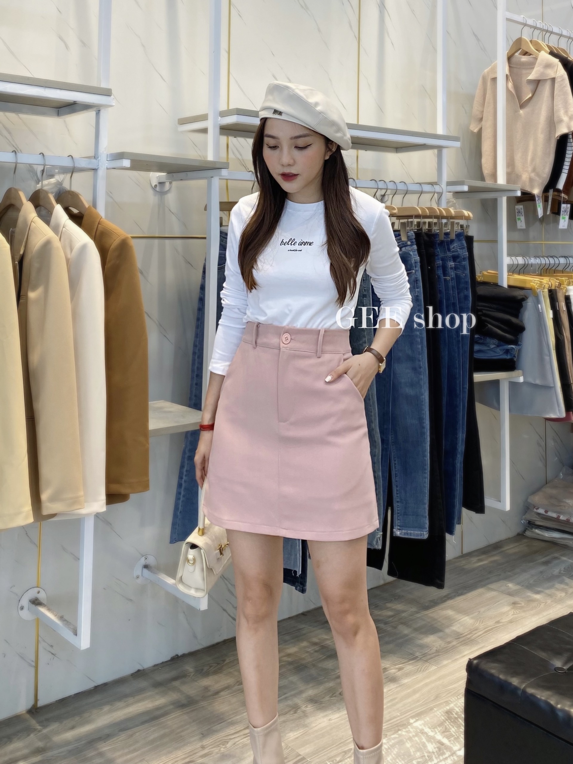 Chân váy dạ chữ A kèm đai QC chất siêu đẹp | Shopee Việt Nam