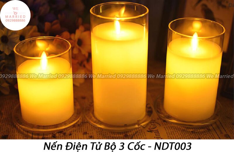 Nến điện tử bộ 3 cốc - NDT003