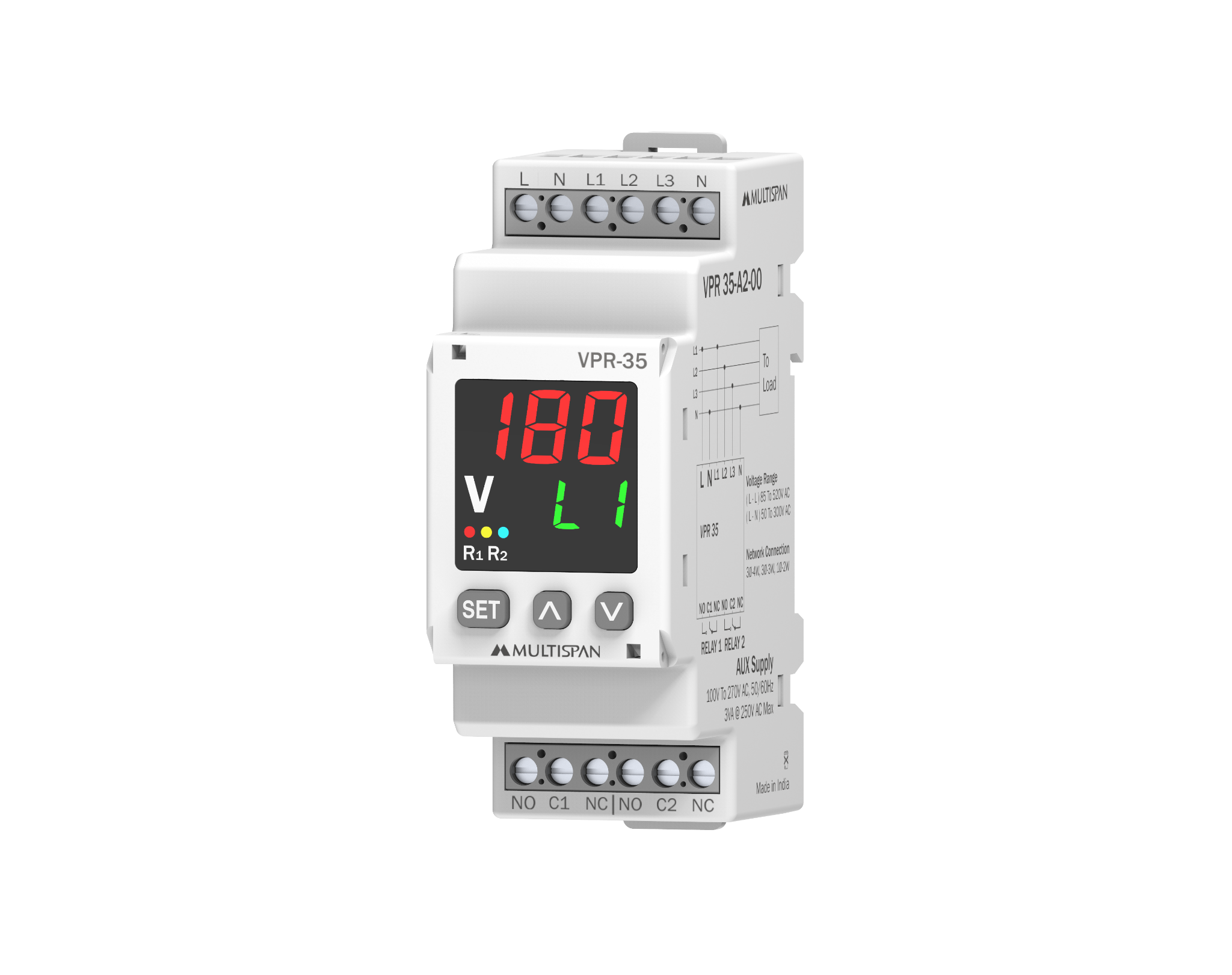 Relay bảo vệ điện áp & pha 1 pha 3 pha 2 ngõ ra, mã VPR-35