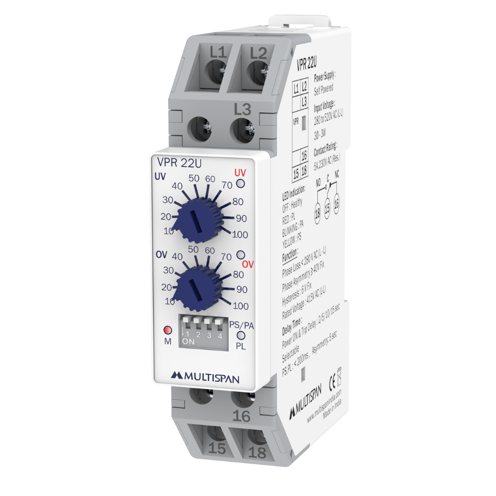 Relay bảo vệ điện áp & pha, 3P3W, mã VPR-22U