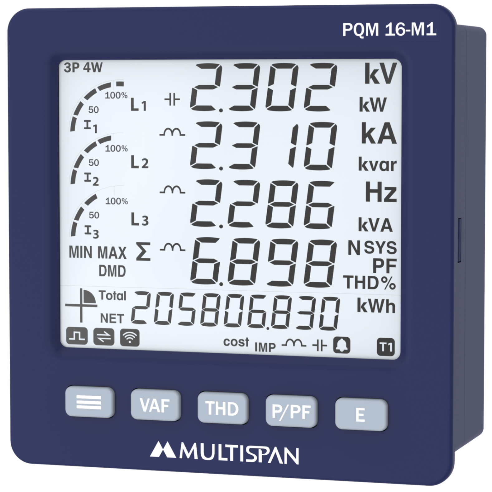 Đồng hồ đa năng, Modbus RS485, mã PQM-16-M1