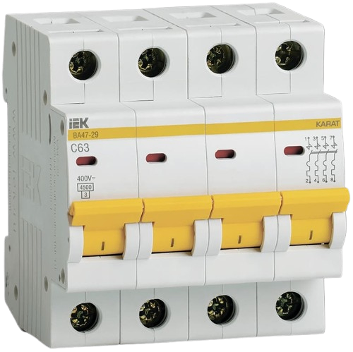 Aptomat tép (MCB) 6 - 63A, 1 - 4 cực, dòng cắt 4.5kA, VA47-29 IEK
