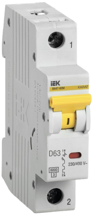 Aptomat tép (MCB VA47-60M) 6 - 63A, 1 - 4 cực, dòng cắt 6kA, VA47-60M IEK