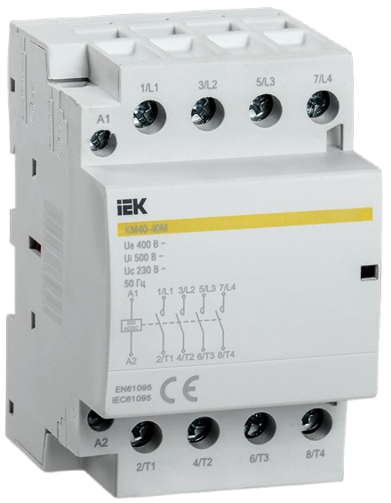 Modular Contactor dòng KM, 20 - 63A, 2 - 4 cực, 2 - 4 NO NC, AC - DC coil, IEK