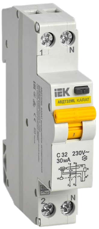 Aptomat chống giật, quá tải (RCBO) 6 - 32A, 2 cực, dòng cắt 6kA, dòng rò 10 30 100 mA, AVDT32ML IEK