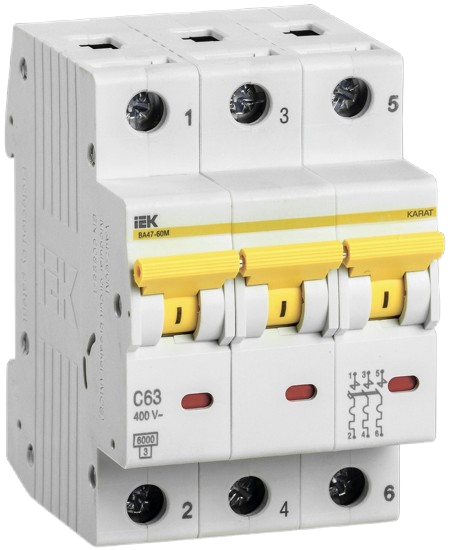 Aptomat tép (MCB VA47-60M) 6 - 63A, 1 - 4 cực, dòng cắt 6kA, VA47-60M IEK
