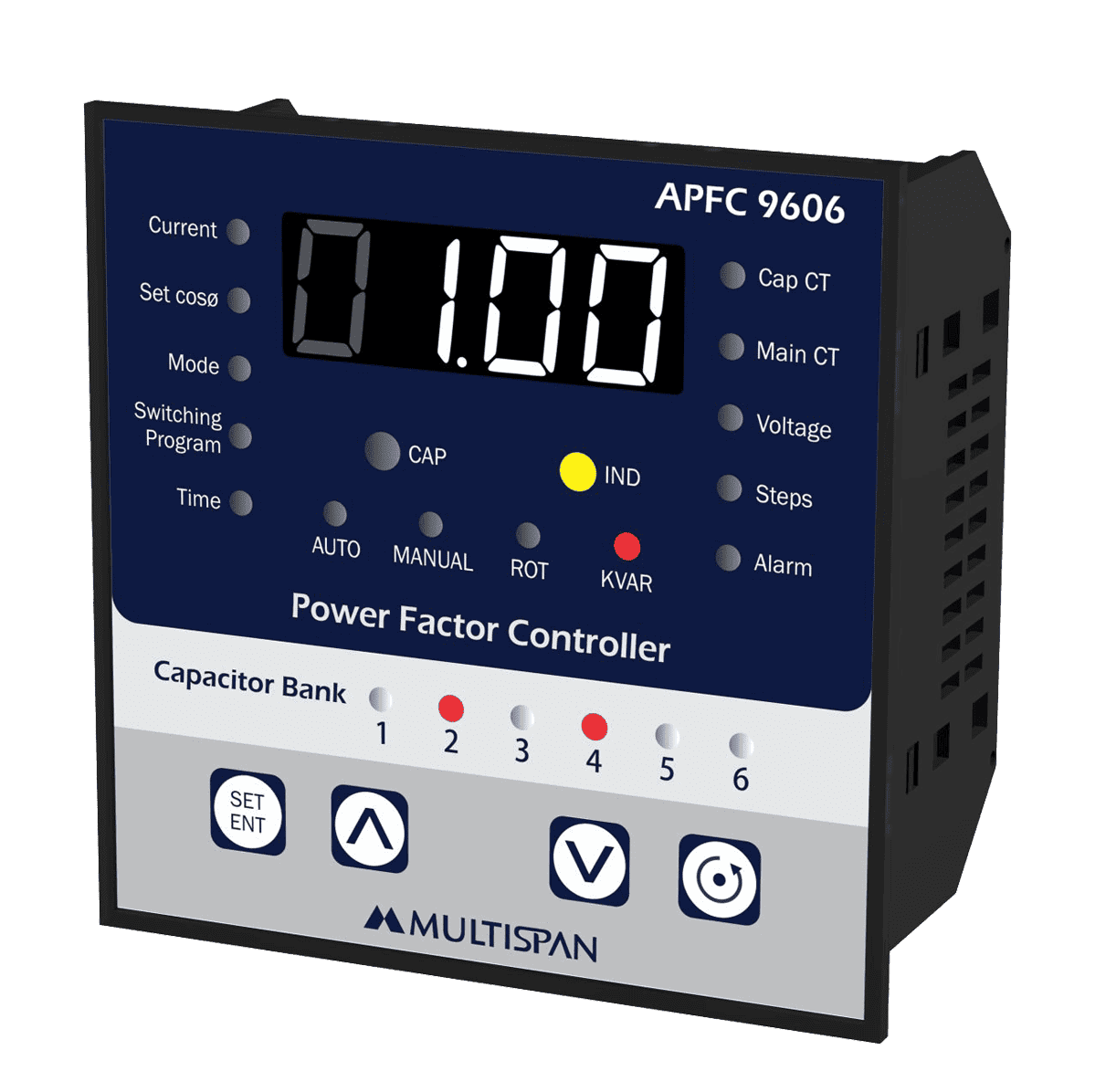 Bộ điều khiển tụ bù 6 cấp APFC-9606 MULTISPAN (96x96 mm Power Factor Controller)