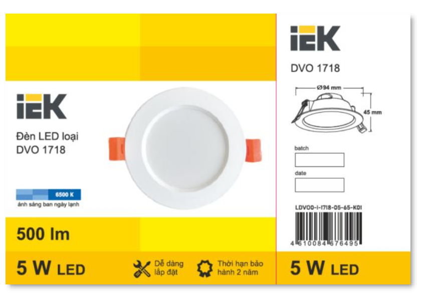 Đèn led âm trần DVO 5 đến 18W IEK