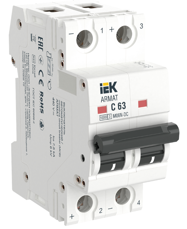 DC aptomat (DC MCB) 1 - 63A, 1 - 2 cực, dòng cắt 10kA dòng AR-M06N IEK