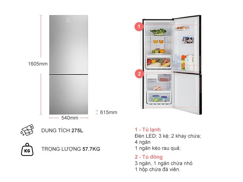 Tủ lạnh Electrolux EBB2802H-A