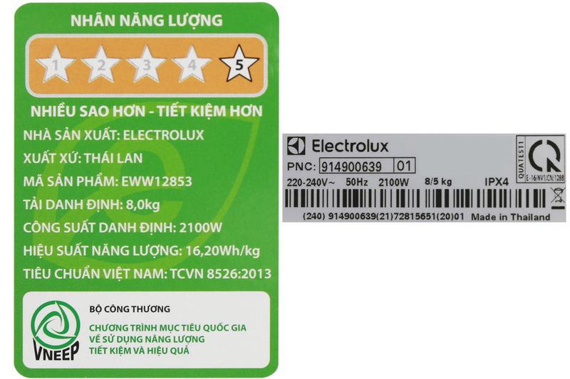 Máy Giặt & Sấy Electrolux EWW12853