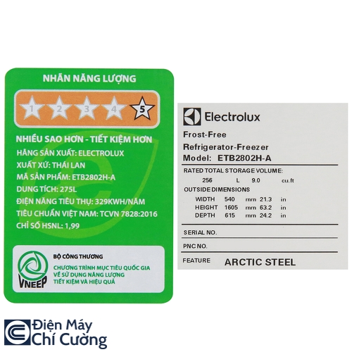 Tủ lạnh Electrolux ETB2802H-A