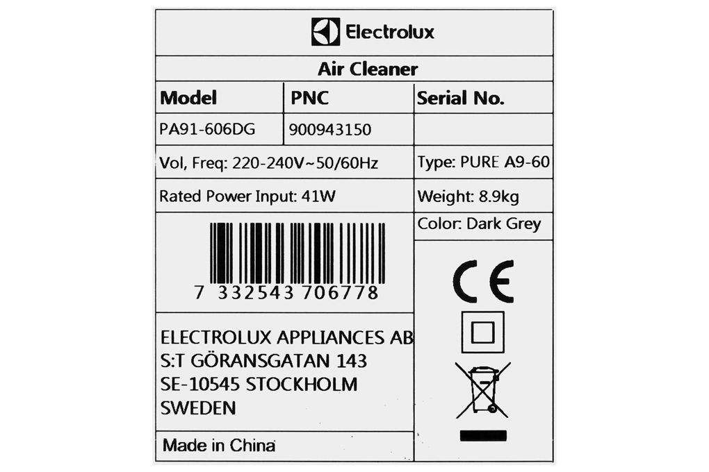 Máy lọc không khí Electrolux PA91-606DG