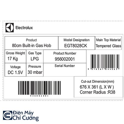 Bếp ga âm Electrolux EGT8028CK