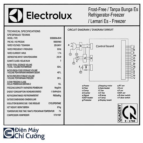 Tủ Lạnh Electrolux ESE6600A-BVN