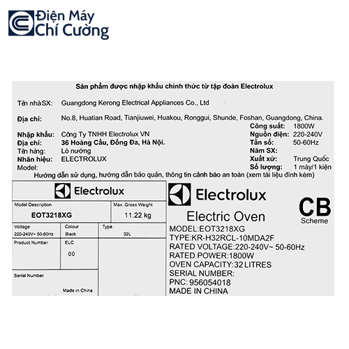 Lò Nướng Electrolux EOT3218XG