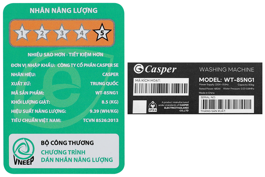 Máy giặt lồng đứng Casper WT-85NG1