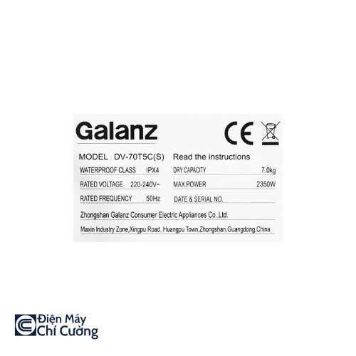 Máy sấy thông hơi Galanz 7kg DV-70T5C(S)