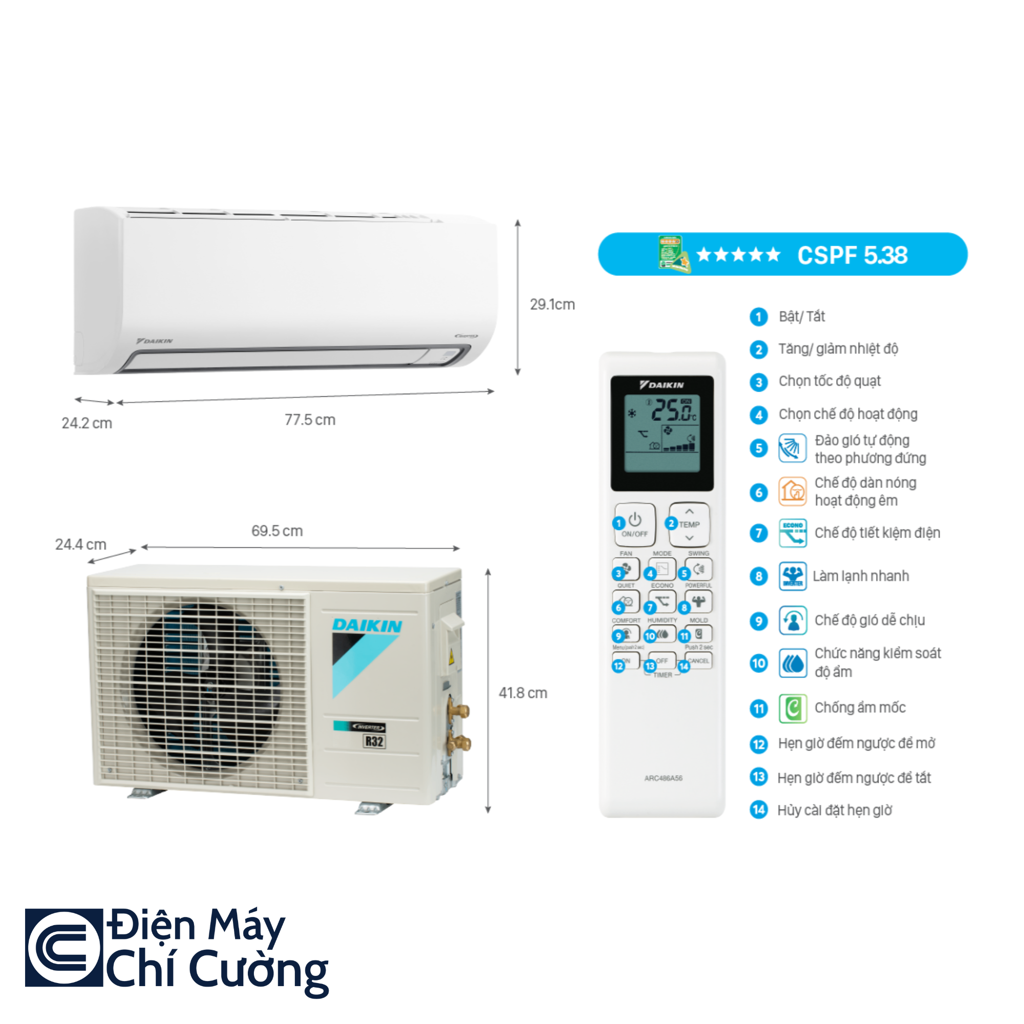 Điều hòa Daikin 12000 Btu 1 Chiều Inverter FTKB35ZVMV/RKB35ZVMV - MỚI 2025