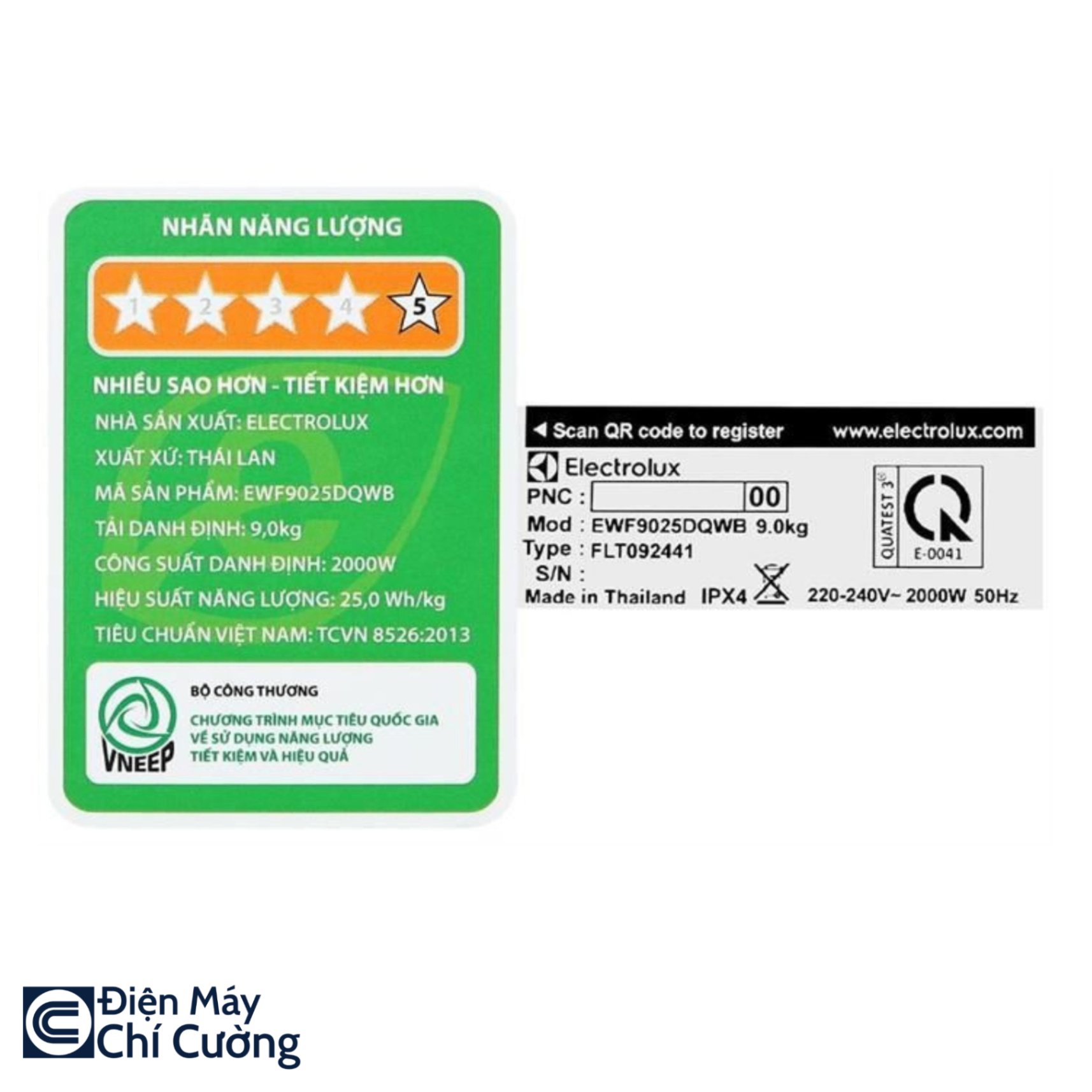 Máy giặt Electrolux Inverter 9 kg EWF9025DQWB