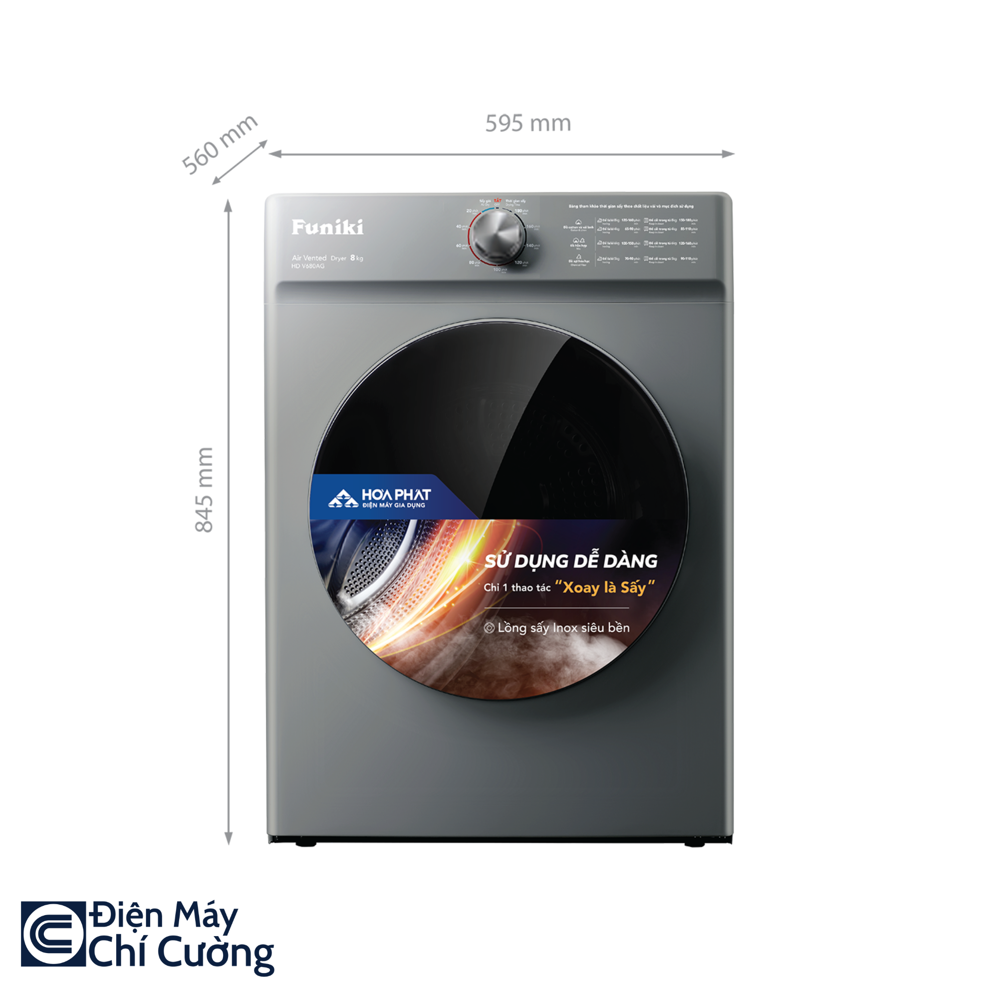 Máy sấy Funiki thông hơi 8kg HD V680AG