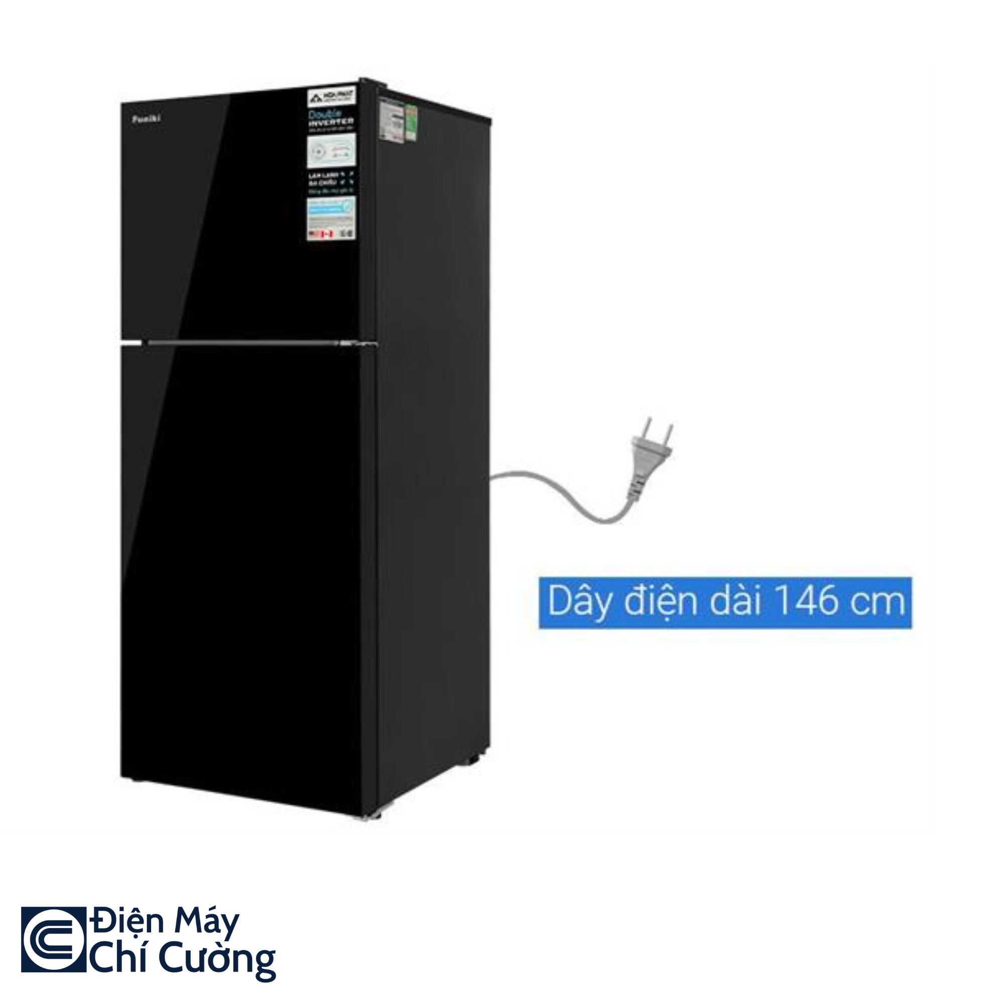 Tủ lạnh Funiki Inverter 286L HR T8286GB cánh kính đen