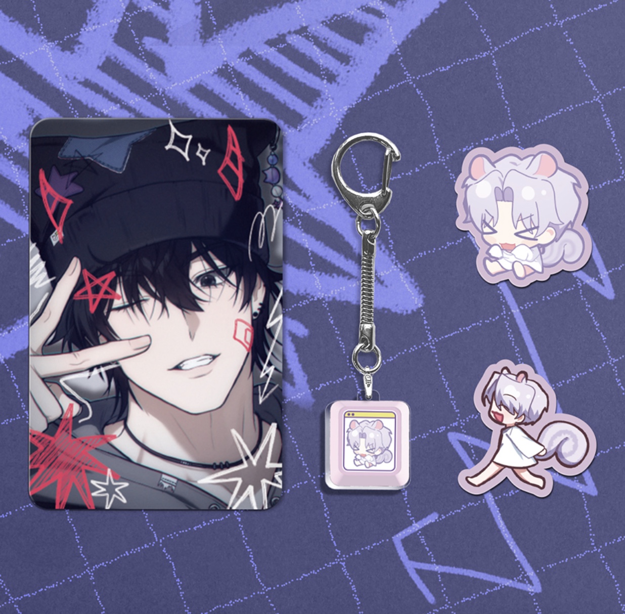 [ORDER] Virtual Strangers Keycap Keyring kèm card - JIGU