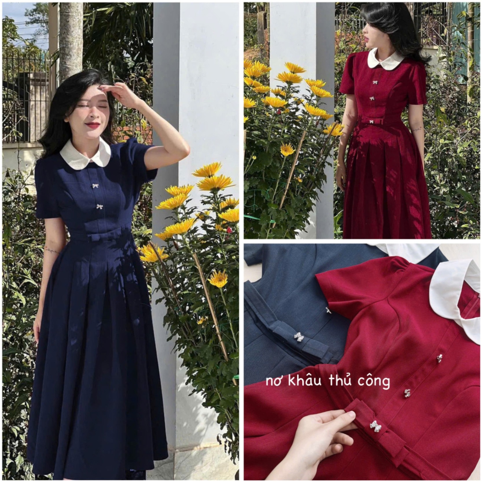 AS# VÁY XẾP LI NƠ EO PHỐI CỔ