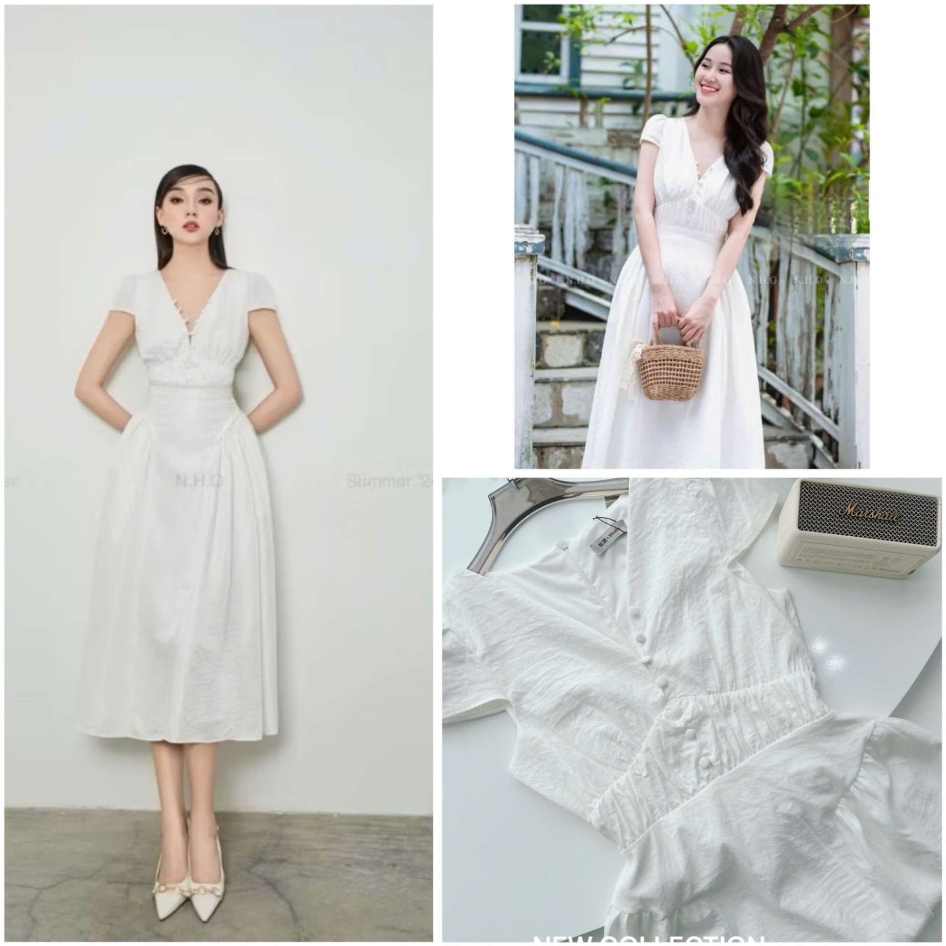 AS# VÁY TRẮNG CỔ V SZ S