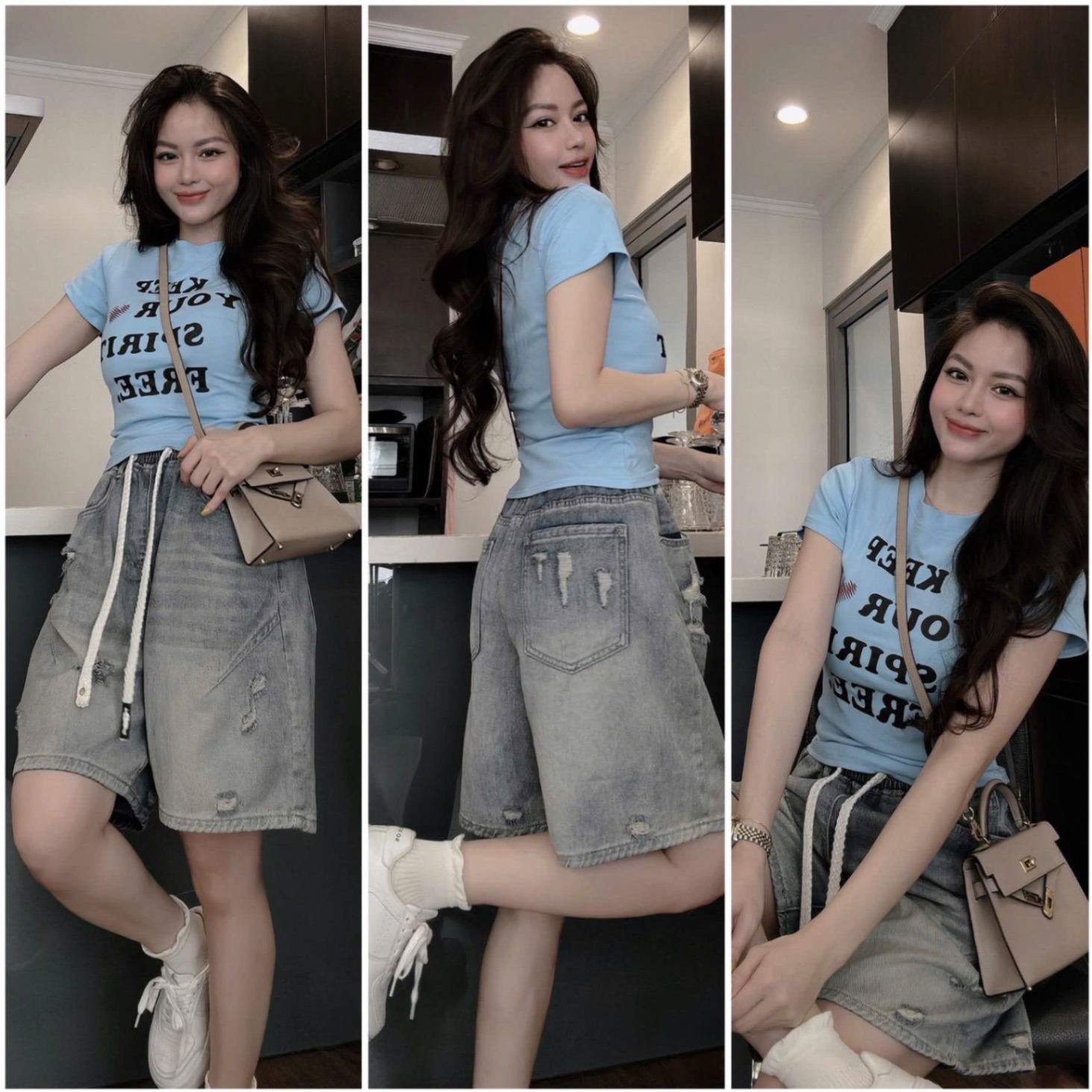SA# SET ÁO XANH QUẦN JEAN