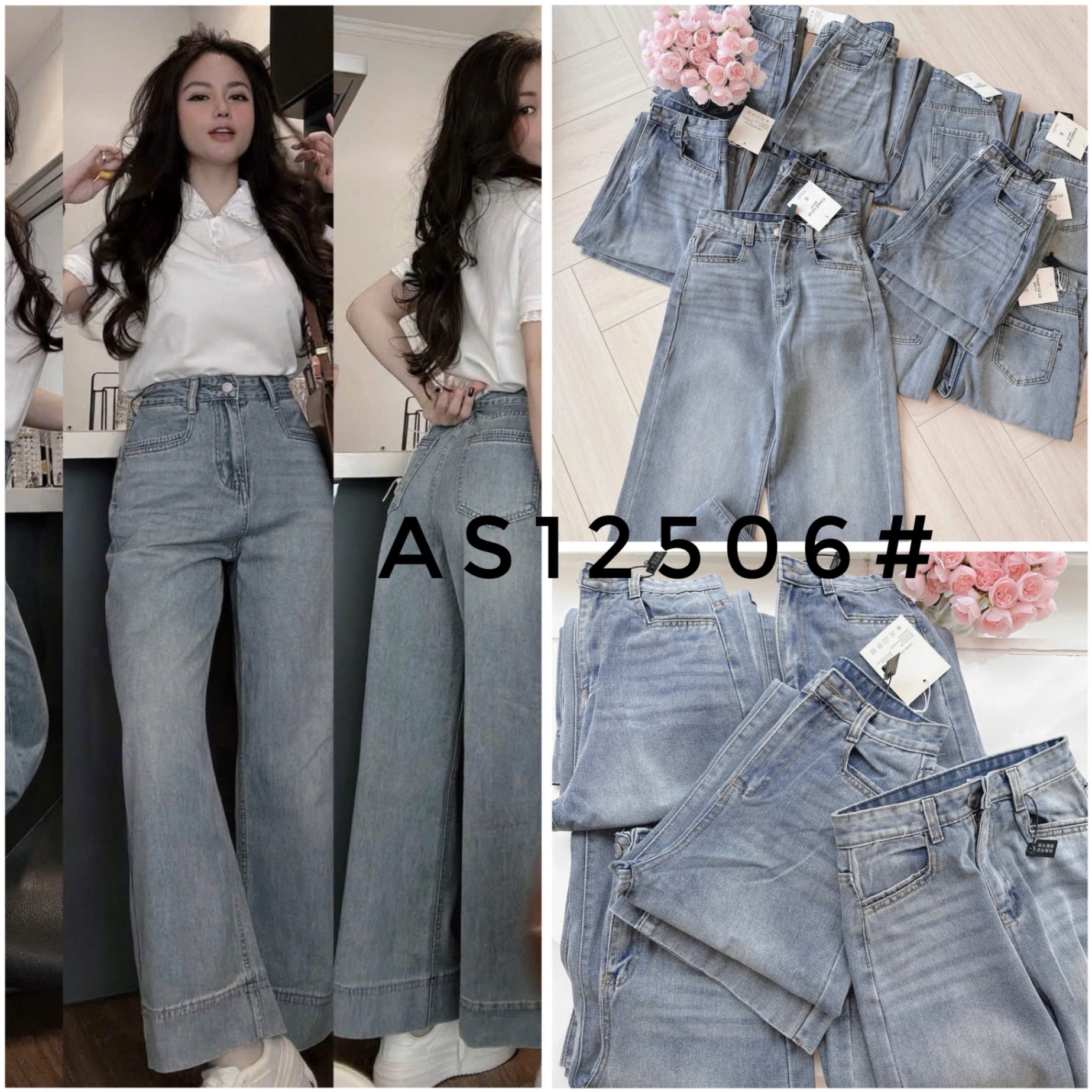AS12506# JEAN SUÔNG GẬP GẤU