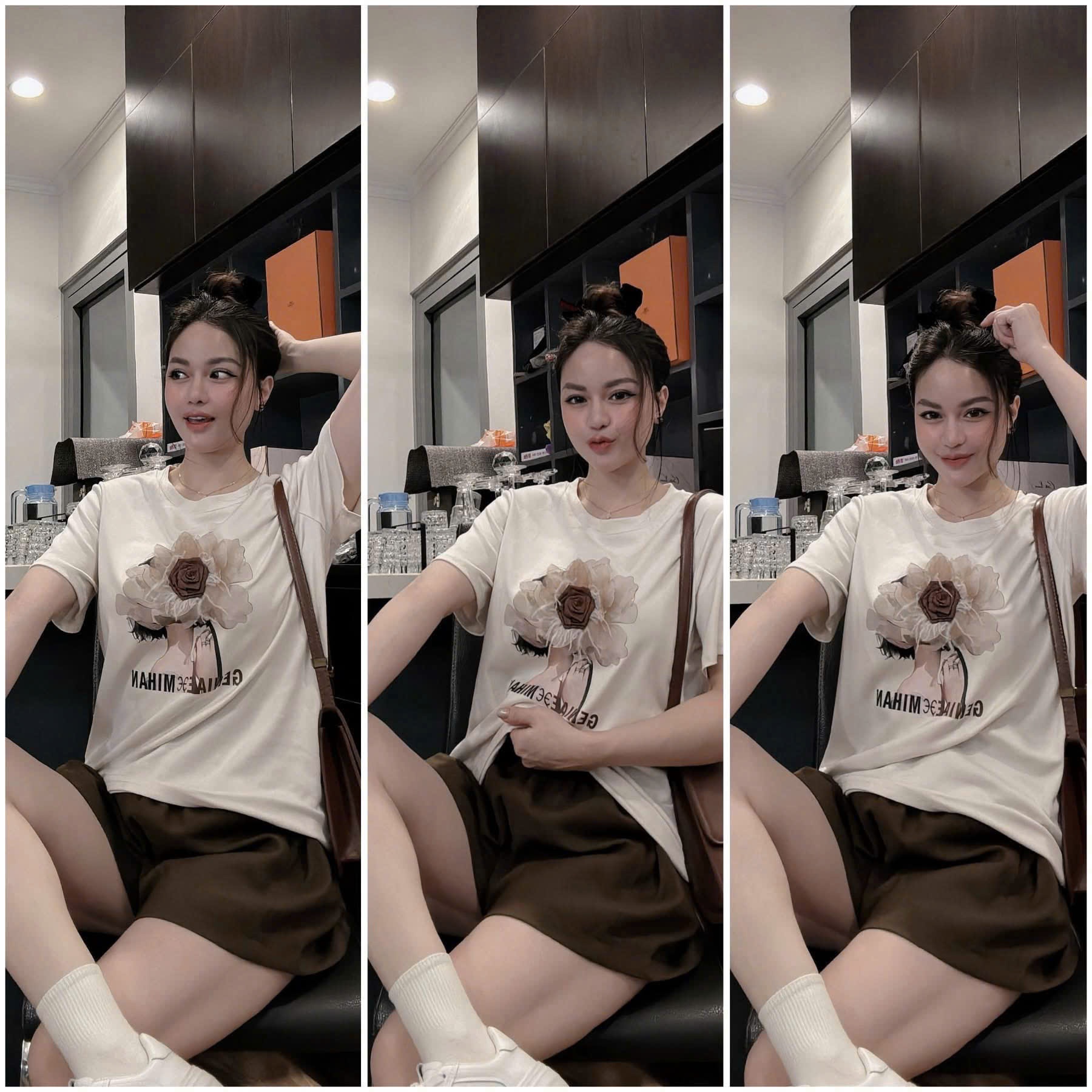 SA# SET ÁO HOA QUẦN NÂU