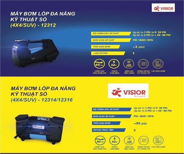 So sánh hai chiếc máy bơm ô tô bơm khí nén siêu tốc Michelin 12312 và 12314