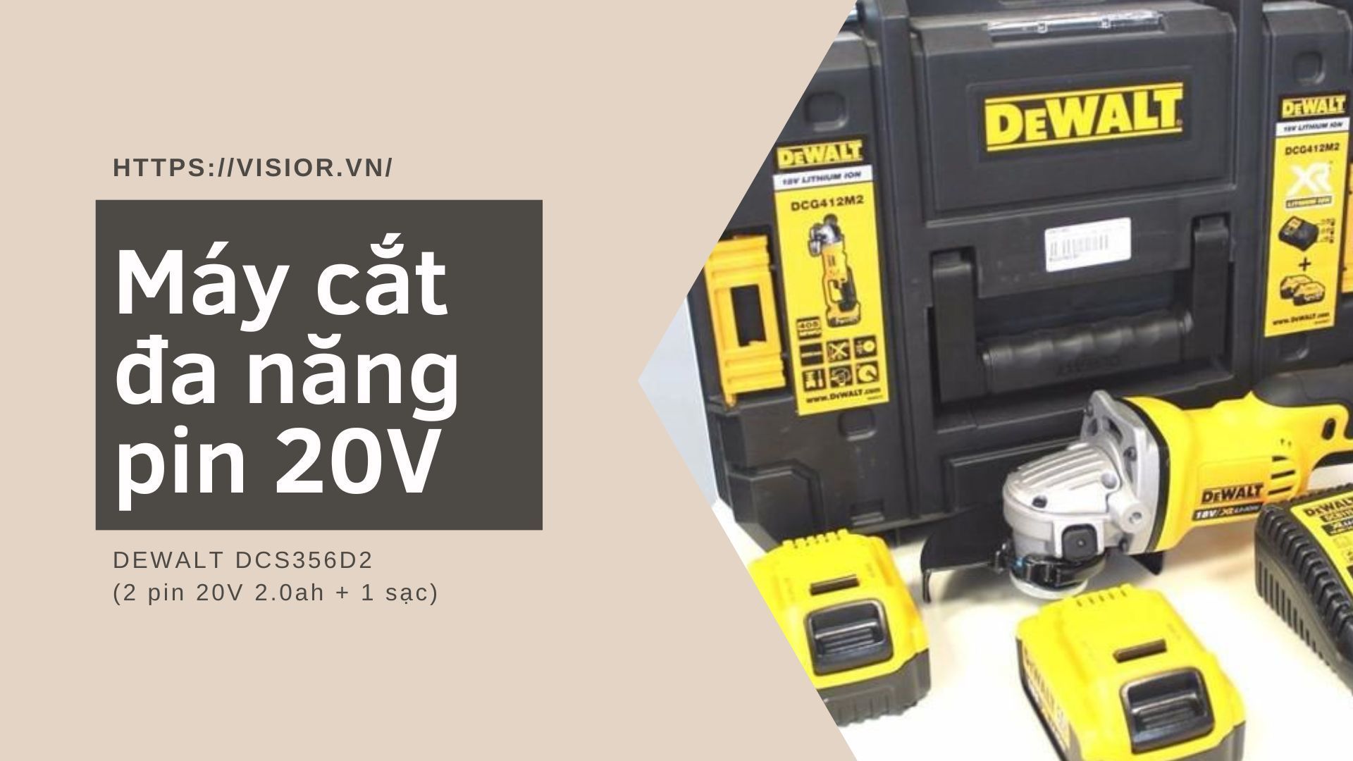 Máy cắt đa năng pin 20V DEWALT DCS356D2 (2 pin 20V 2.0ah + 1 sạc)