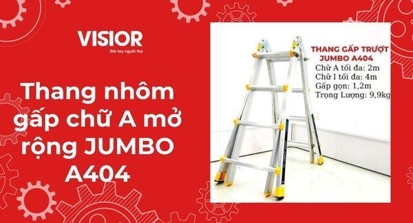 Thang nhôm gấp chữ A mở rộng JUMBO A404