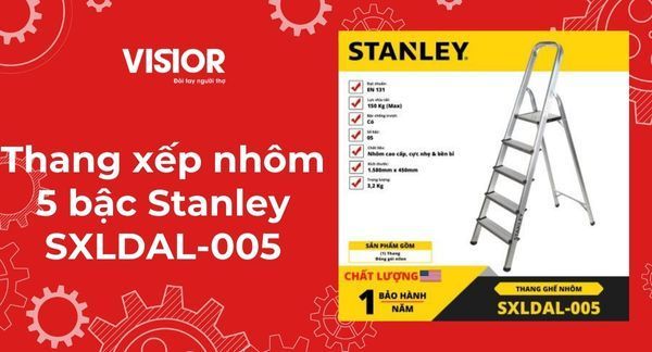 Thang xếp nhôm 5 bậc Stanley SXLDAL-005