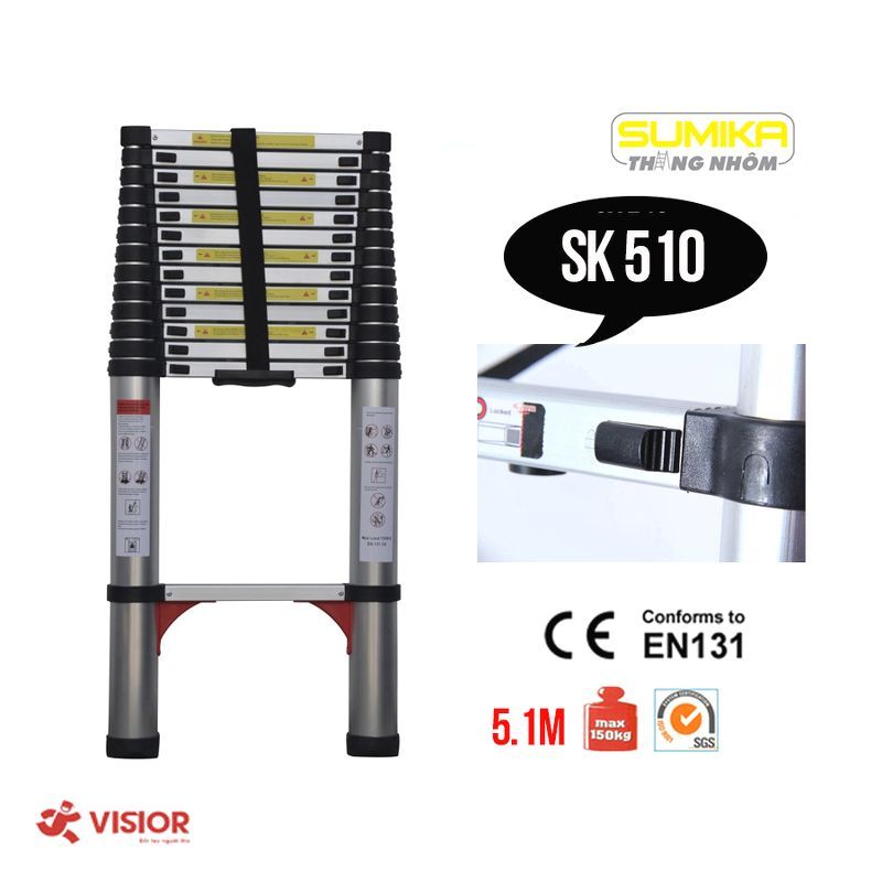 THANG NHÔM RÚT ĐƠN ĐAI NHỰA SUMIKA SK 510 5.1M