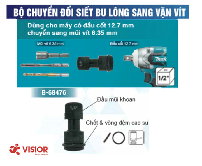 ĐẦU CHUYỂN ĐỔI SIẾT BULONG SANG VẶN VÍT MAKITA B-68476