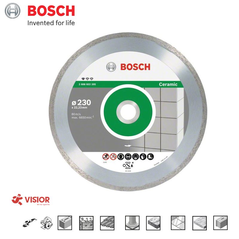 LƯỠI CẮT GẠCH NGÓI KHÔNG KHÍA BOSCH 105X16/20X1.6MM 2 608 603 729