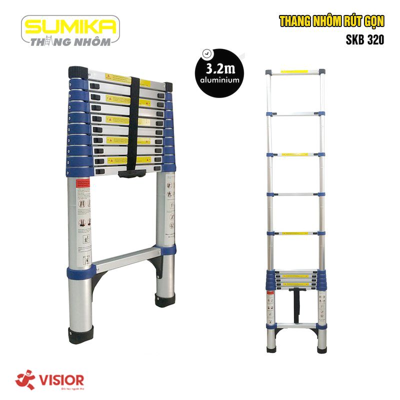 THANG NHÔM RÚT GỌN SUMIKA SKB320 3.2M MÀU XANH