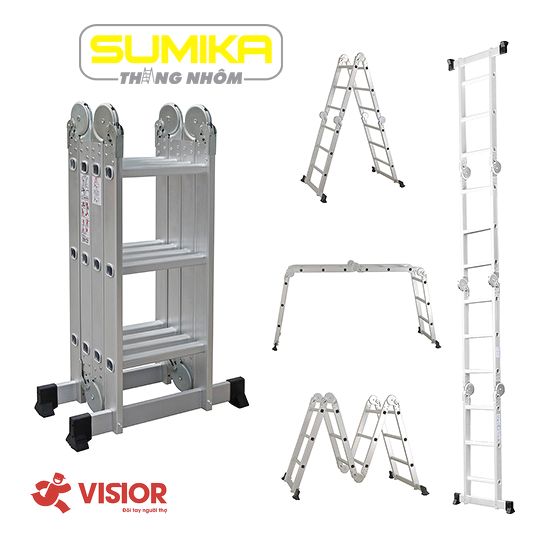 THANG NHÔM GẤP ĐA NĂNG 4 ĐOẠN SUMIKA SKM 203 - MÀU TRẮNG