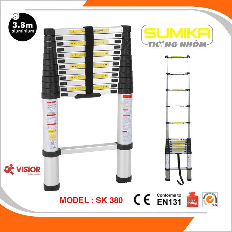 THANG NHÔM RÚT ĐƠN ĐAI NHỰA SUMIKA SK 380 NEW 3.8M