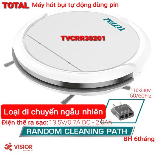 MÁY HÚT BỤI TỰ ĐỘNG DÙNG PIN TOTAL TVCRR30201 (di chuyển ngẫu nhiên)