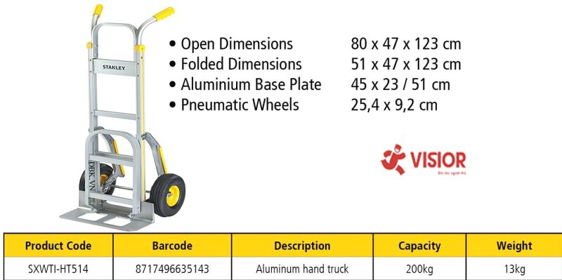 XE ĐẨY HÀNG 2 BÁNH CHUYÊN DỤNG STANLEY DÙNG TRONG CÔNG NGHIỆP HT514